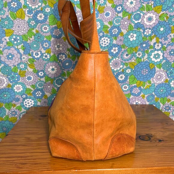 Guatemalan Leather/Textile Zip Top Overnight Duffle Bag - Picture 2 of 16